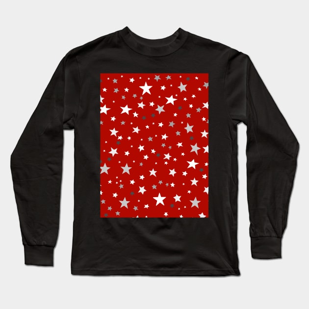 Stars In A Sea of Bright Red Long Sleeve T-Shirt by Neil Feigeles